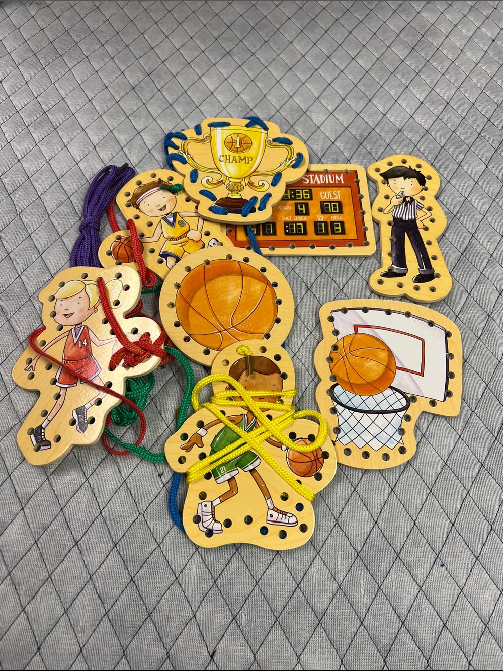 Wooden Basketball Lacing Toy Set - Orange